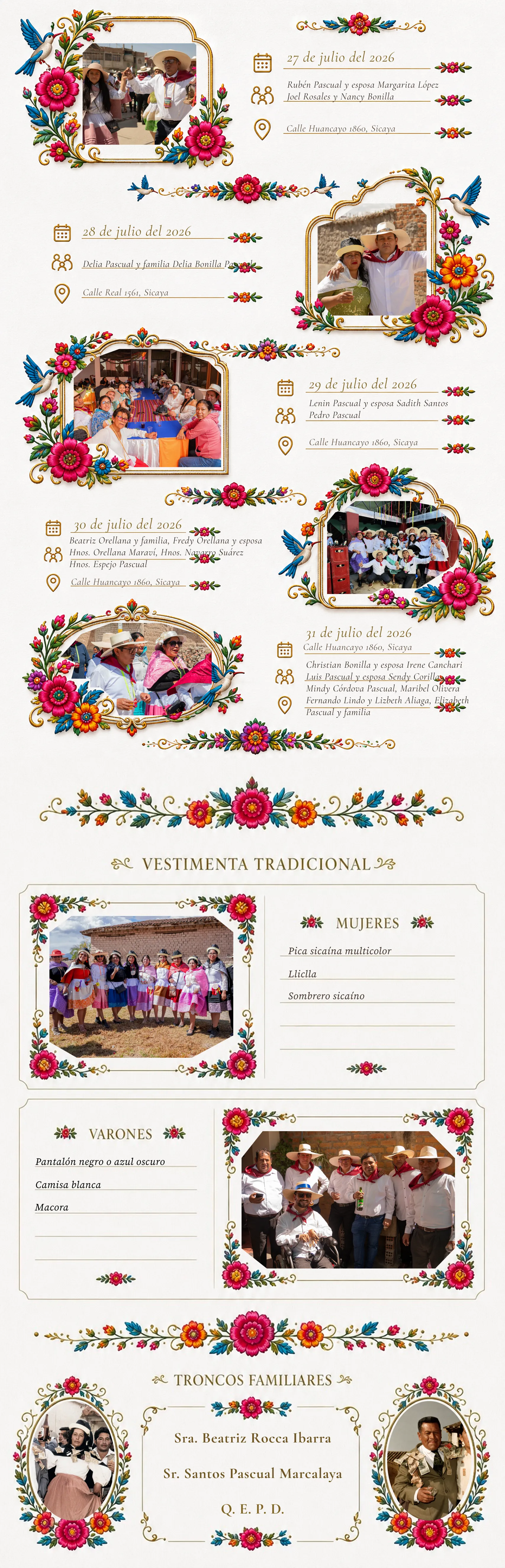 Novenas del 27 al 31 de julio y vestimenta tradicional